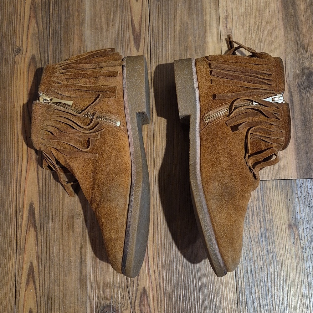KATE SPADE 'Betsie' Suede Flat Boho Fringe Ankle Boots, Size 8.5M - Picture 2 of 16